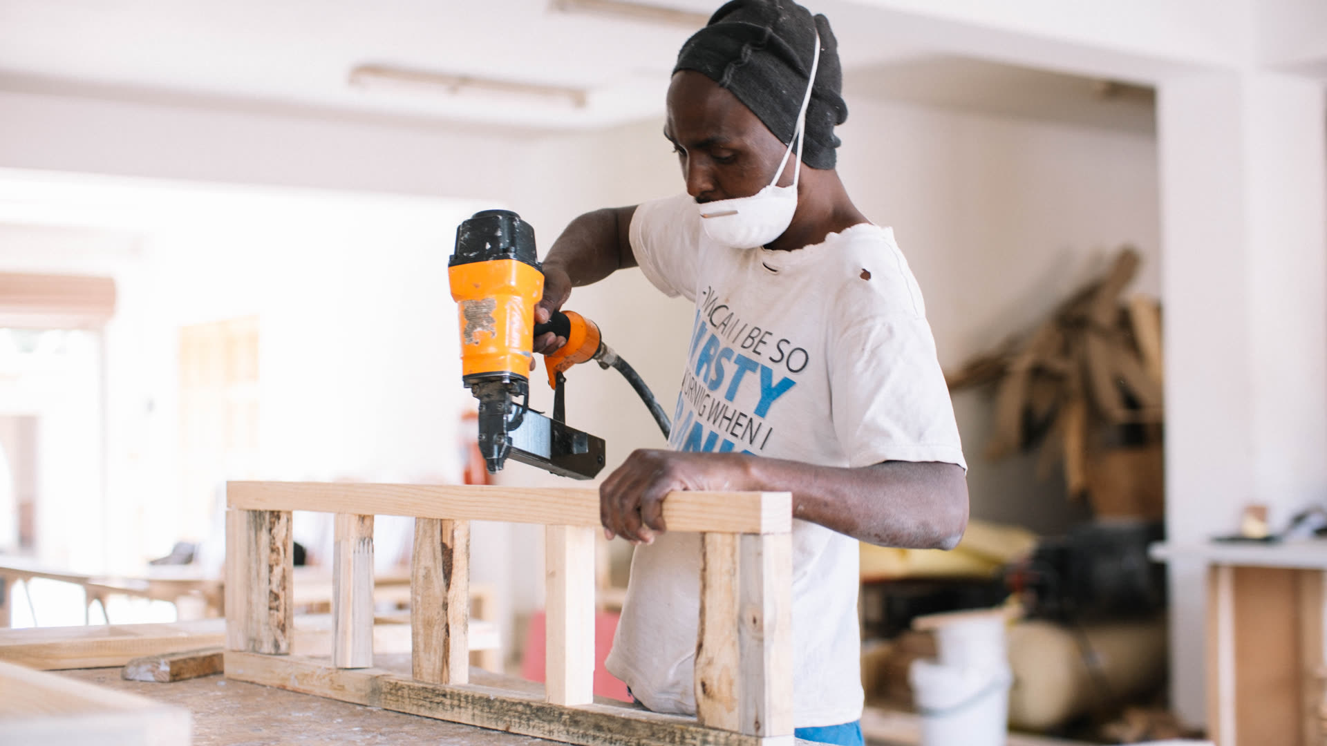 D3 timber furniture frame under construction