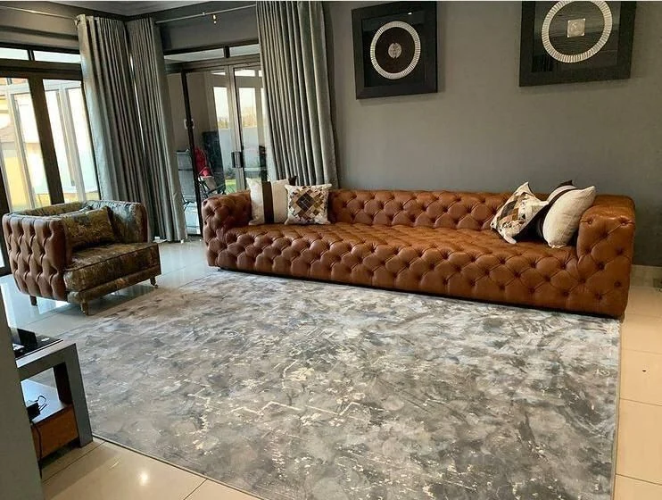 D3 genuine leather full-button Chesterfield sofas