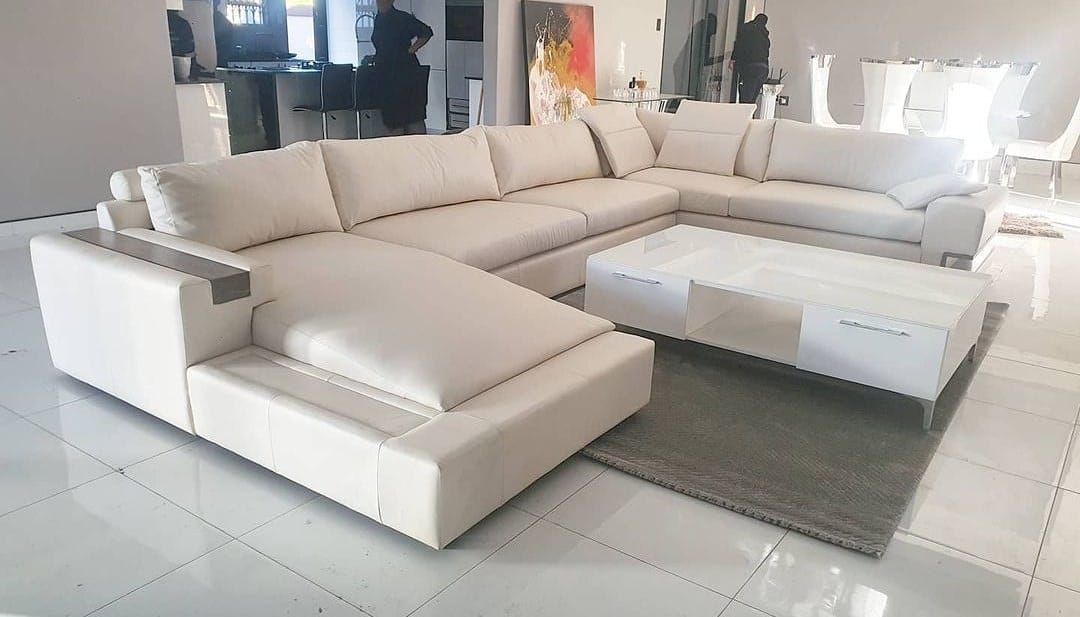 Vusi Sofa Genuine Leather colour Pearl